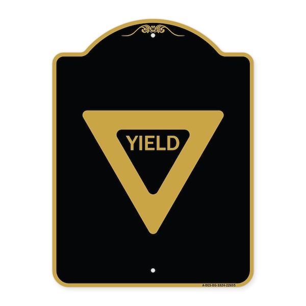 Signmission Designer Series Sign-Yield, Black & Gold Aluminum Architectural Sign, 18" x 24", BG-1824-22695 A-DES-BG-1824-22695 - main